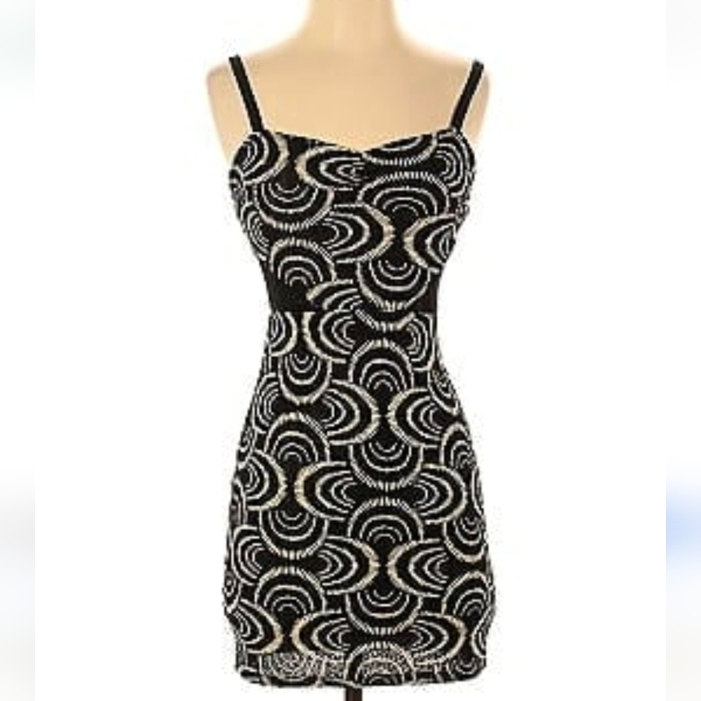 Free People Lower East Lace Mini Dress Black & White Sz.M